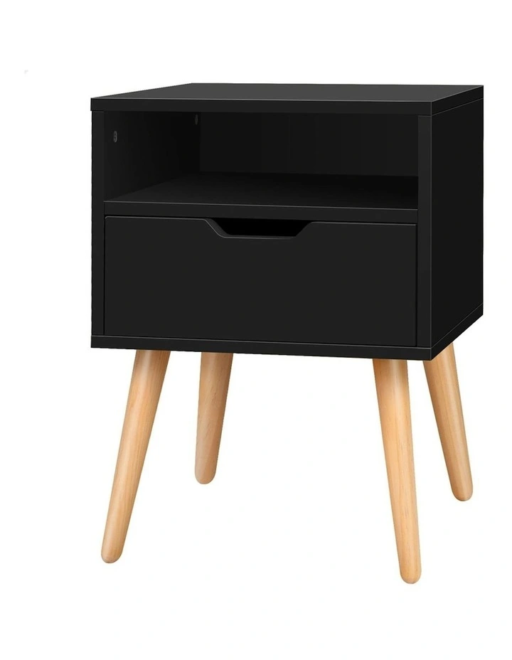 Bedside Table 2x Black image 1