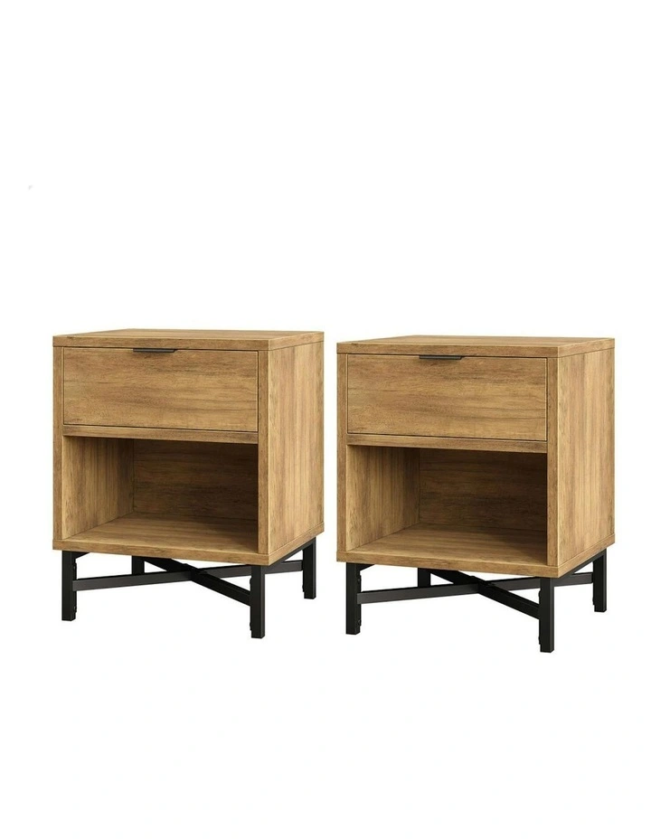 Bedside Table 2x in Brown image 1