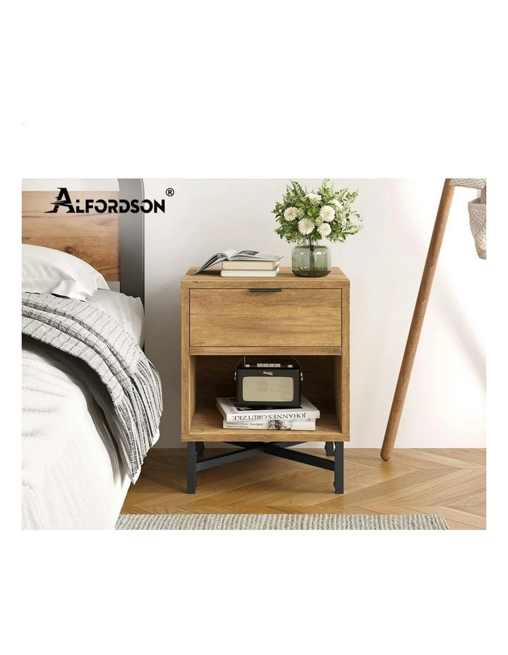 Bedside Table 2x in Brown image 4