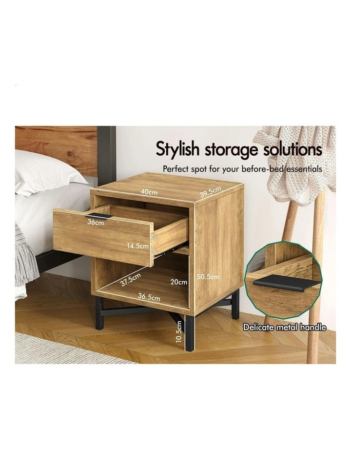 Bedside Table 2x in Brown image 6