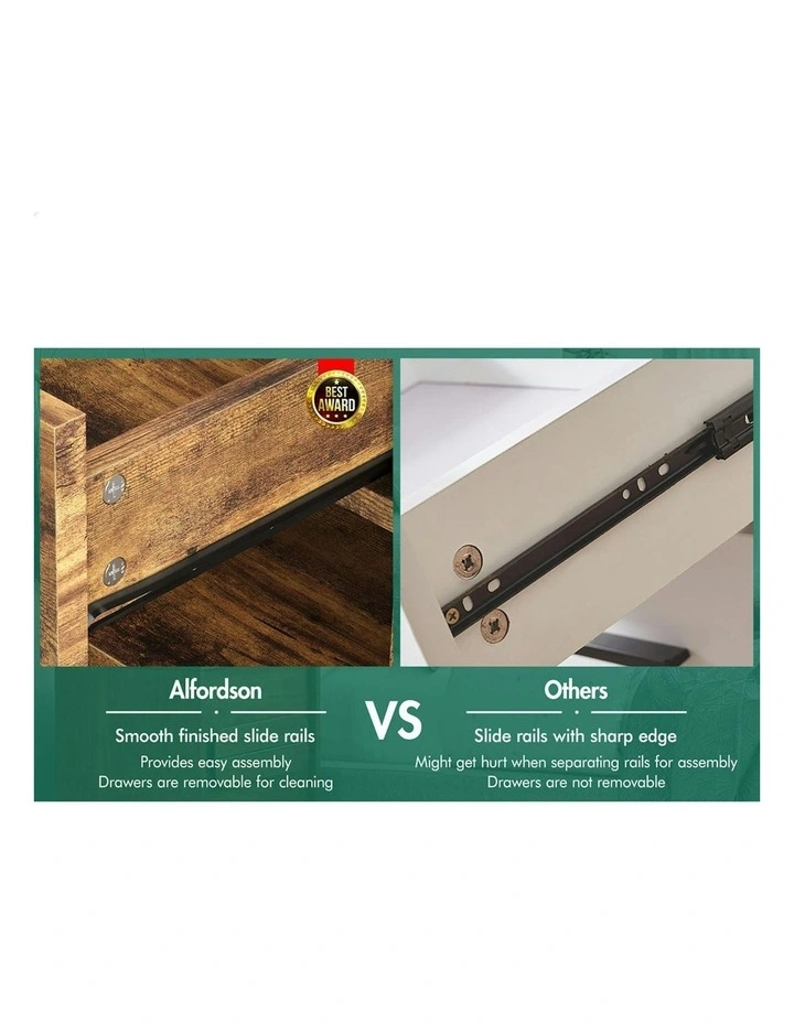 2x Bedside Table Retro Nightstand Side Cabinet Oak image 4