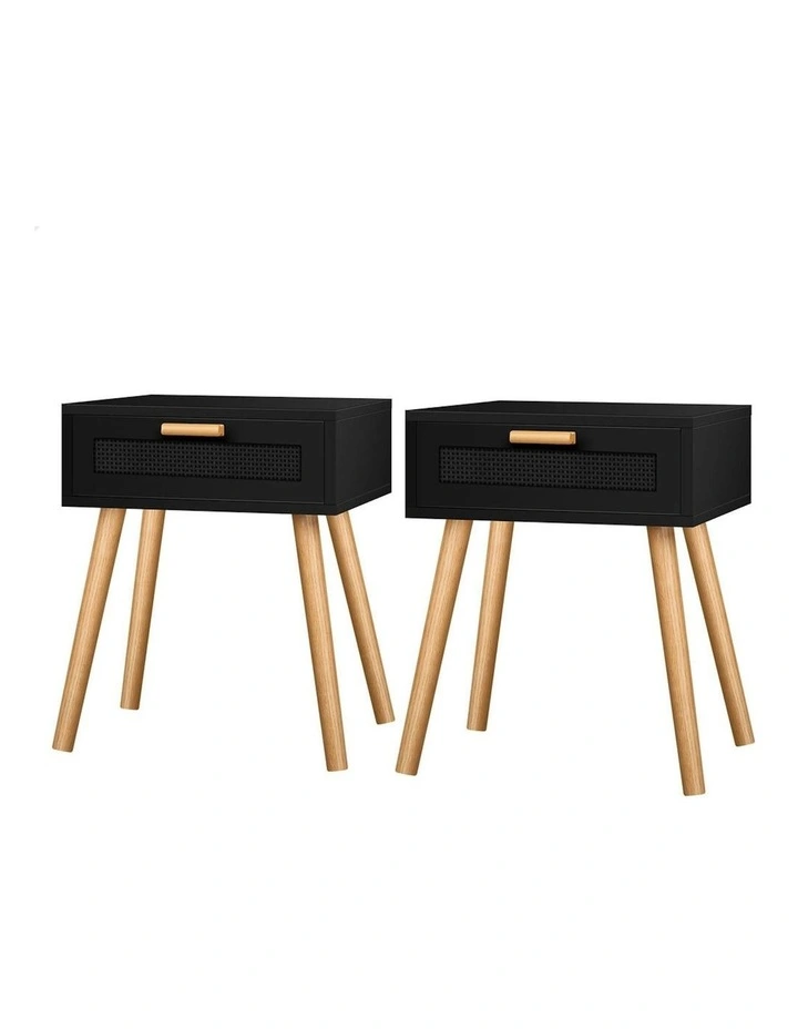 Bedside Table 2x in Black image 1