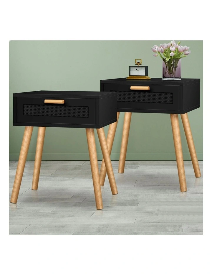 Bedside Table 2x in Black image 2