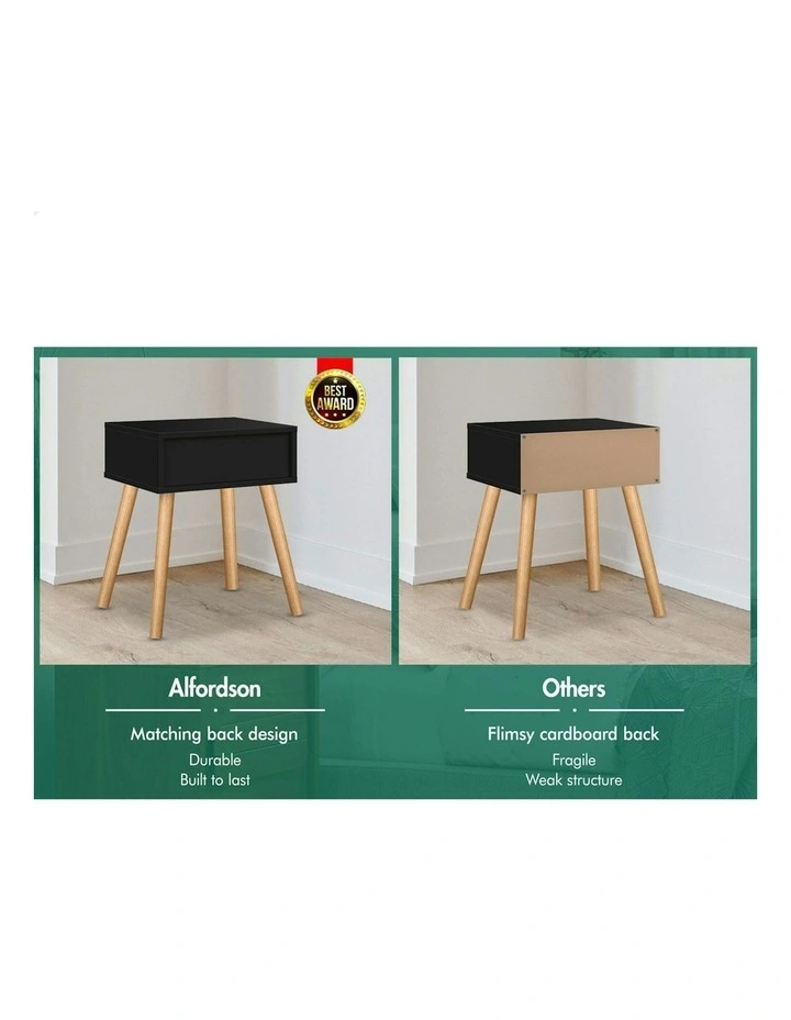 Bedside Table 2x in Black image 4