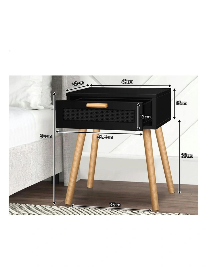 Bedside Table 2x in Black image 5