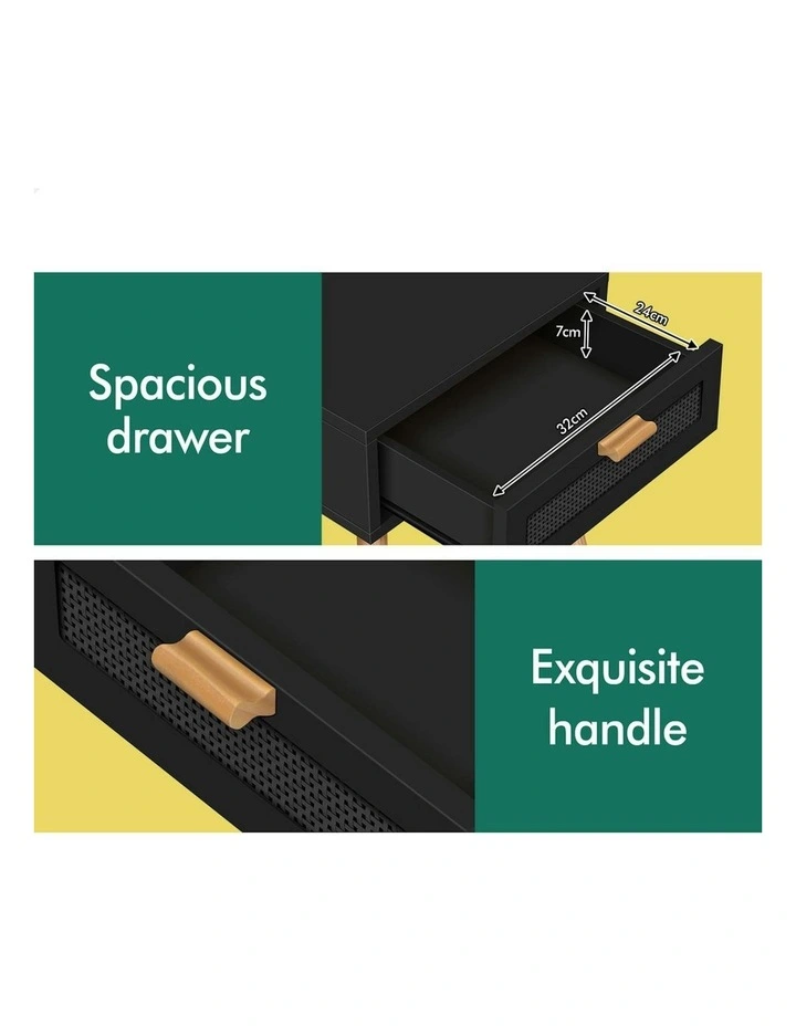 Bedside Table 2x in Black image 7