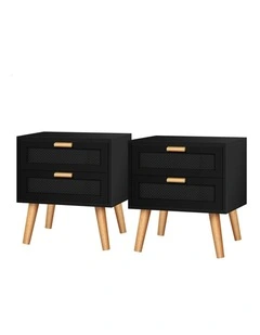 Bedside Table 2x in Black