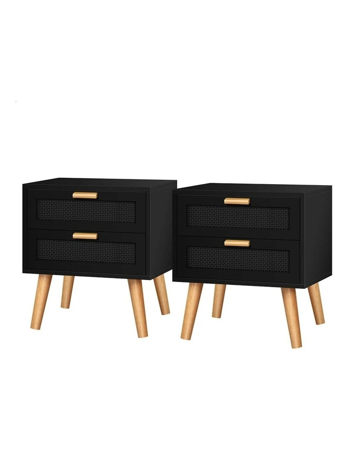 Bedside Table 2x in Black image 1