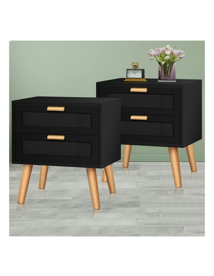 Bedside Table 2x in Black image 2