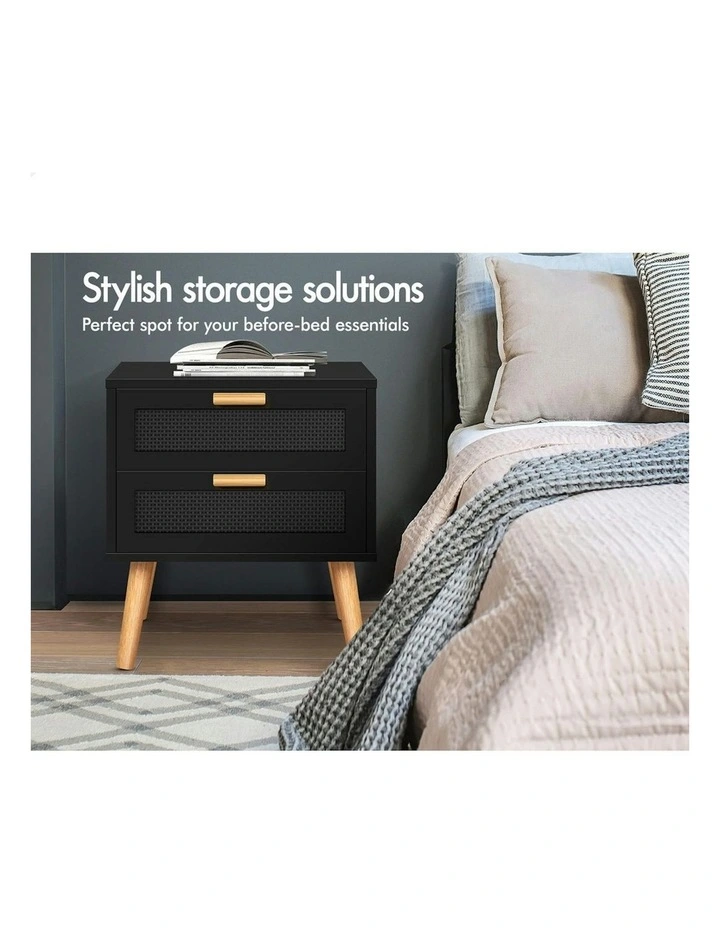 Bedside Table 2x in Black image 4