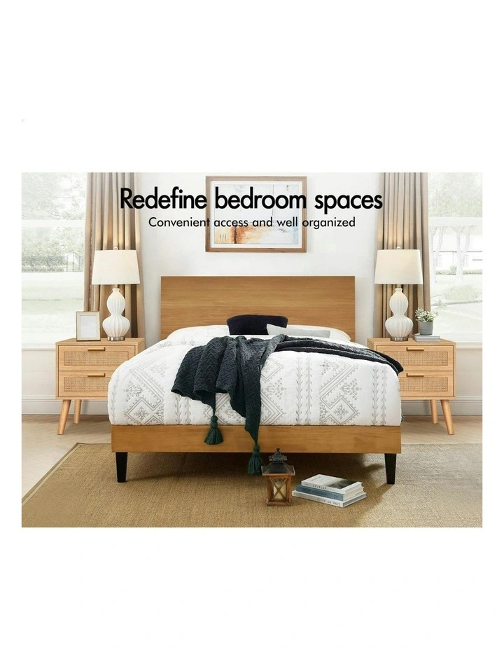 Bedside Table 2x in Rattan Wood image 3