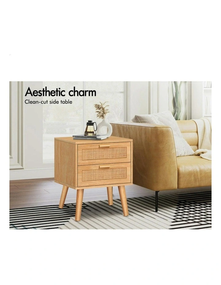 Bedside Table 2x in Rattan Wood image 4