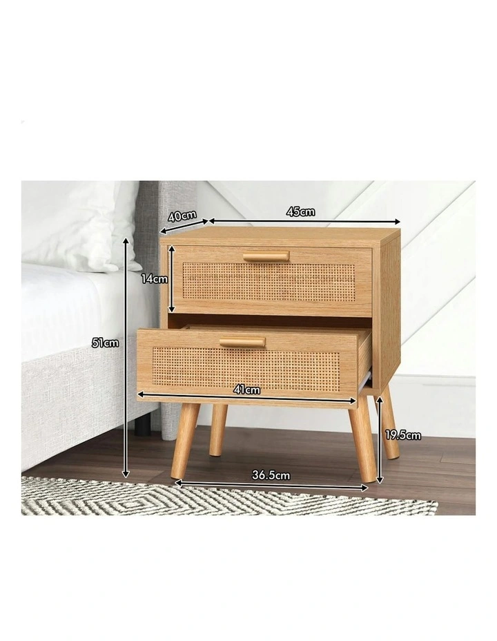 Bedside Table 2x in Rattan Wood image 6