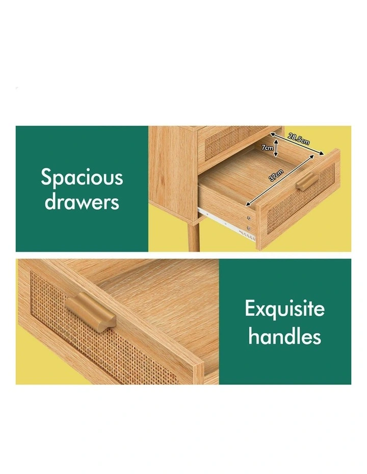 Bedside Table 2x in Rattan Wood image 7