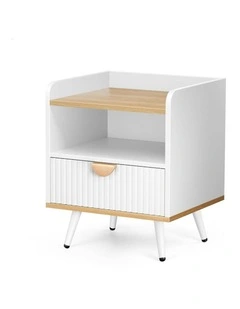 Bedside Table in Wood/White