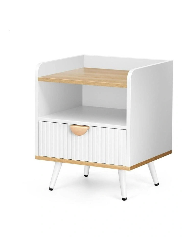 Bedside Table in Wood/White image 1