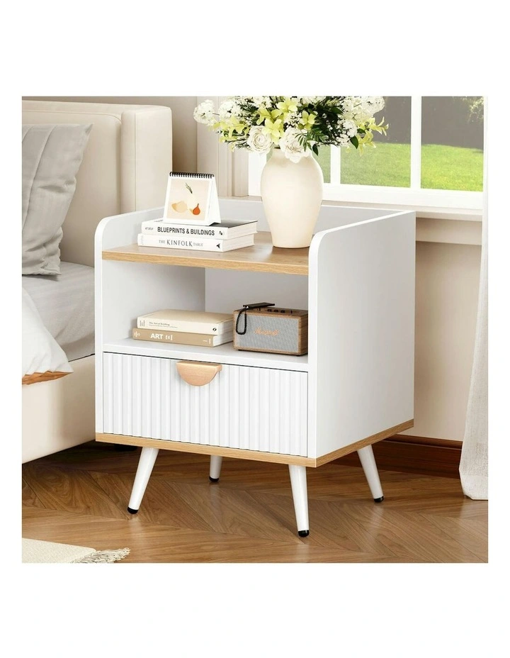 Bedside Table in Wood/White image 2