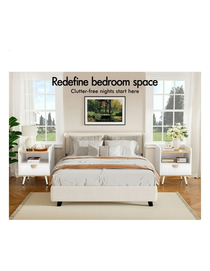 Bedside Table in Wood/White image 3