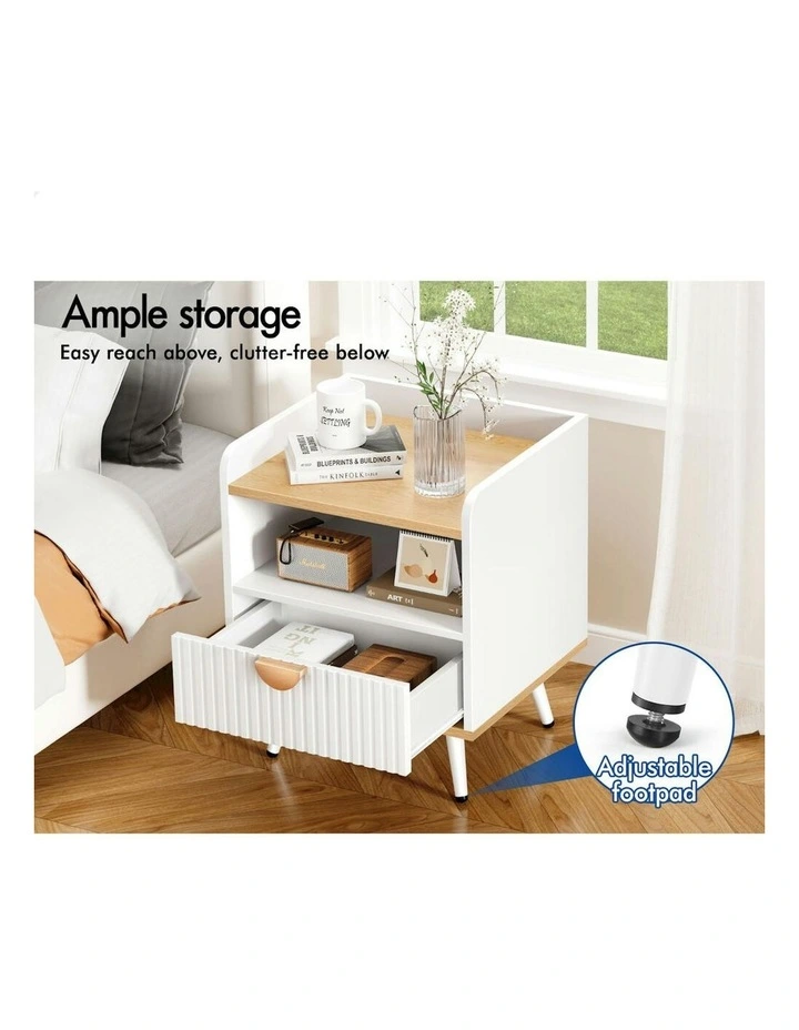 Bedside Table in Wood/White image 5