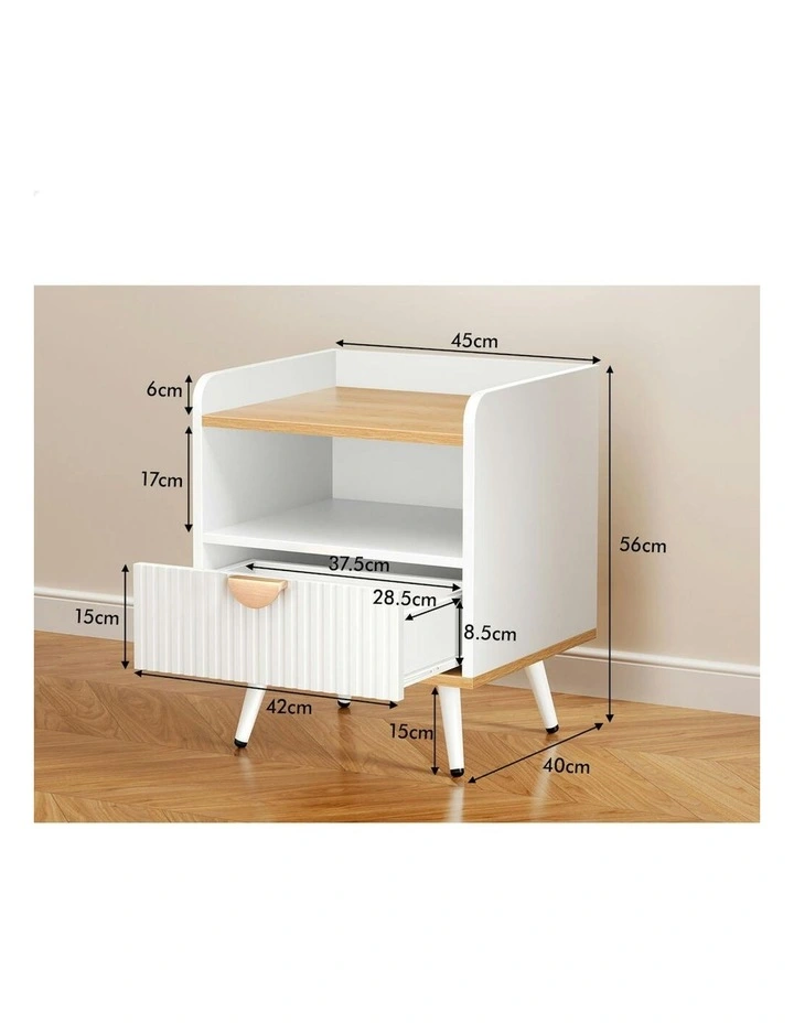 Bedside Table 2x in Wood/White image 6