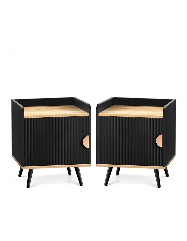 Bedside Table 2x in Black image 1