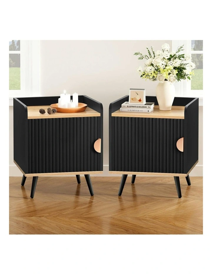 Bedside Table 2x in Black image 2