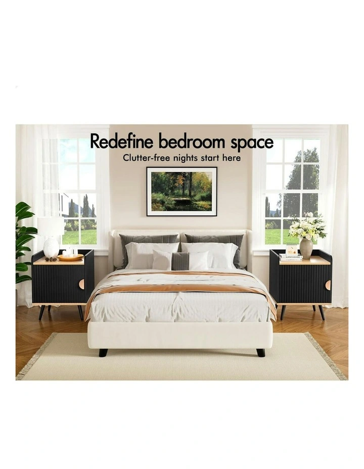 Bedside Table 2x in Black image 3