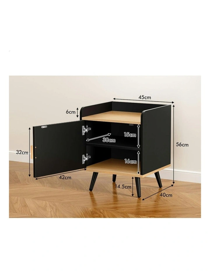 Bedside Table 2x in Black image 7