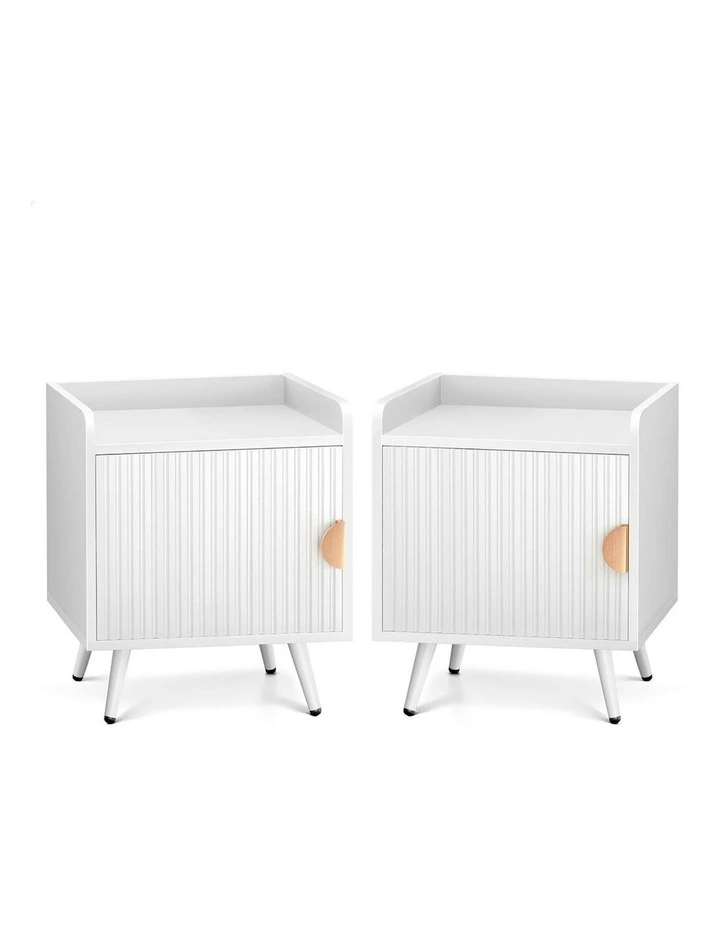 Bedside Table x2 in White image 1
