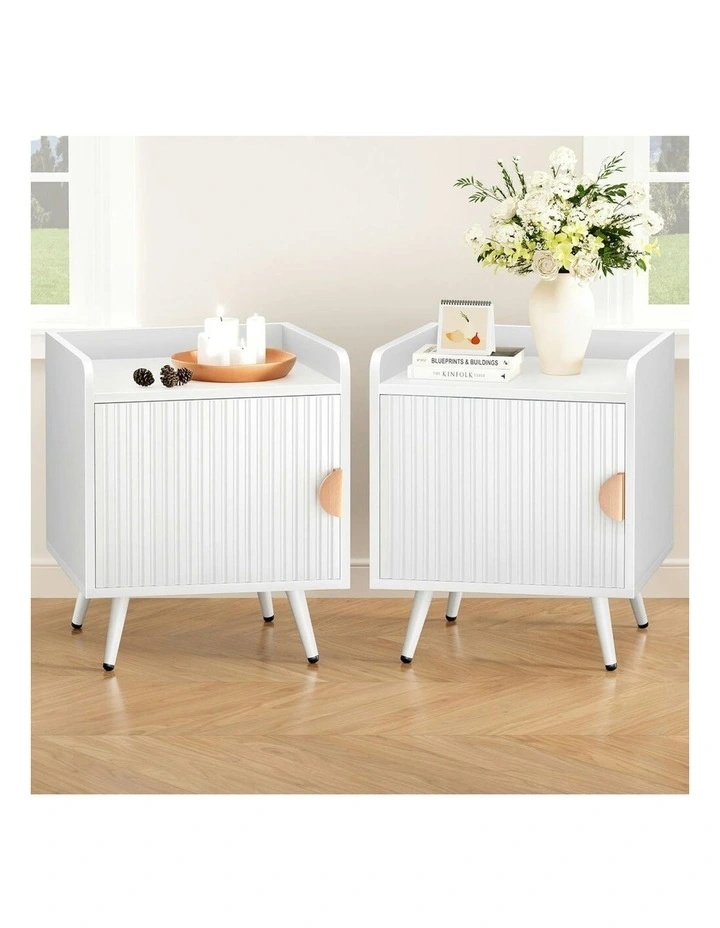 Bedside Table x2 in White image 2
