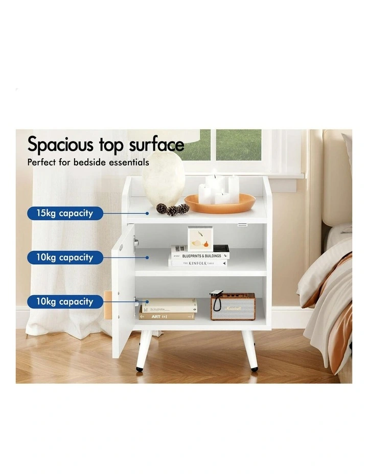 Bedside Table x2 in White image 5