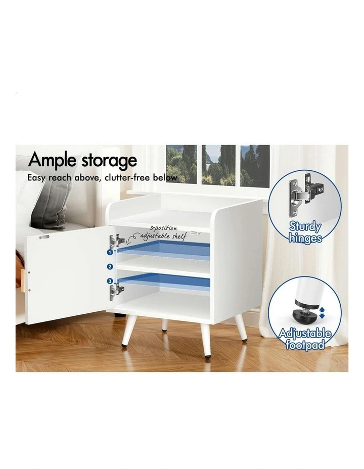 Bedside Table x2 in White image 6