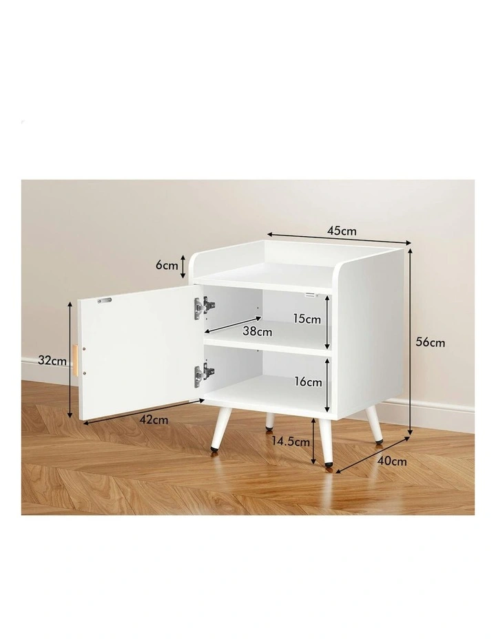 Bedside Table x2 in White image 7