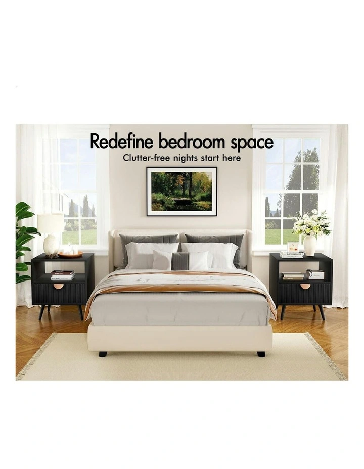 Bedside Table 1 Drawer in Black image 3