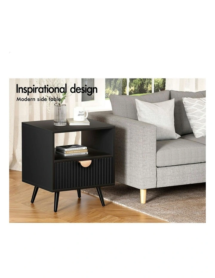 Bedside Table 1 Drawer in Black image 4