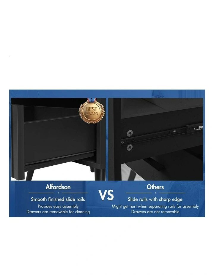 Bedside Table 1 Drawer in Black image 6