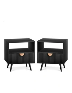 Bedside Table 1 Drawer 2x in Black