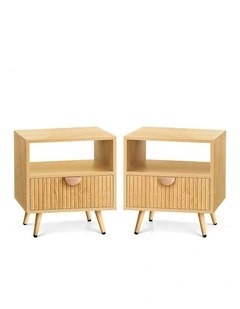 Bedside Table 1 Drawer x2 in Wood