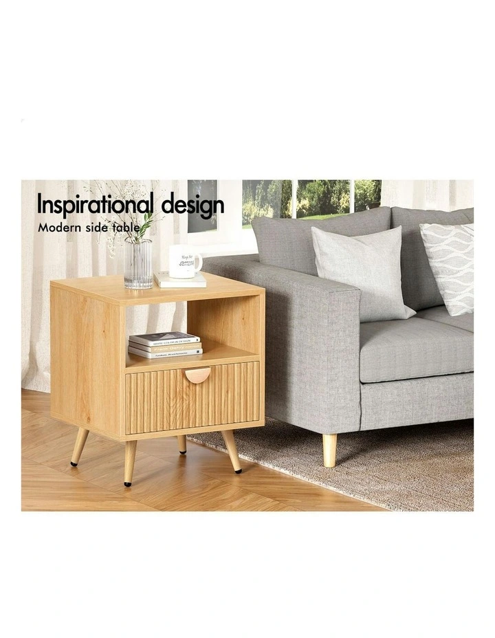 Bedside Table 1 Drawer x2 in Wood image 4