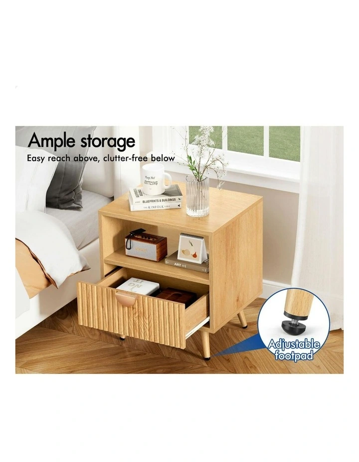 Bedside Table 1 Drawer x2 in Wood image 5
