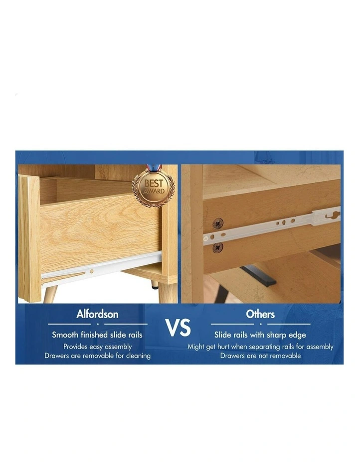 Bedside Table 1 Drawer x2 in Wood image 6