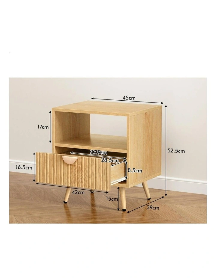 Bedside Table 1 Drawer x2 in Wood image 7