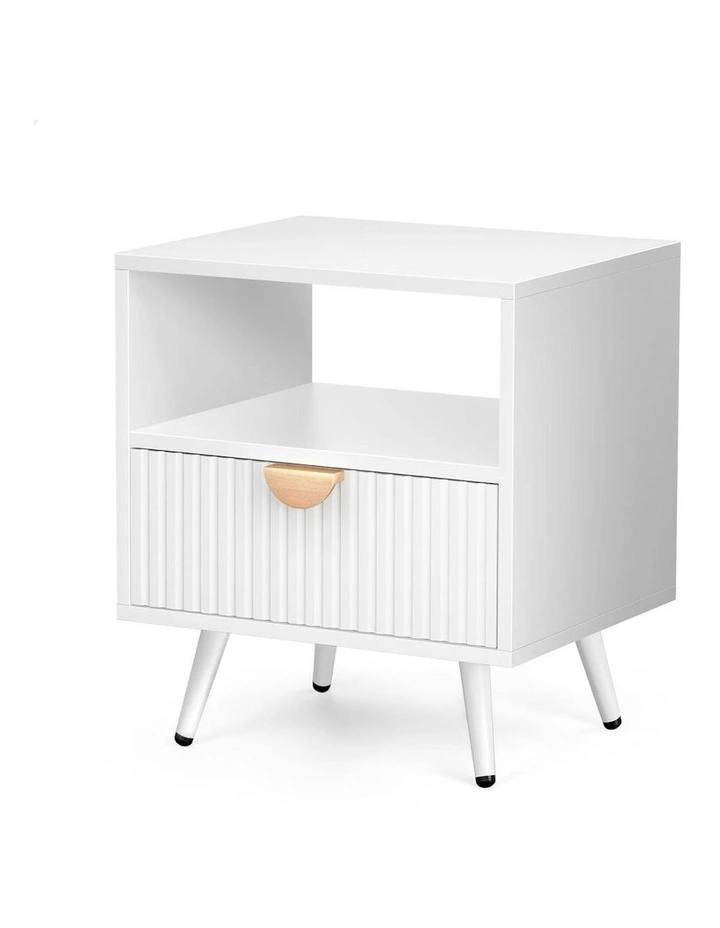 Bedside Table 1 Drawer in White image 1