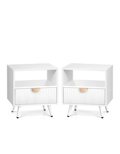 Bedside Table 1 Drawer 2x in White