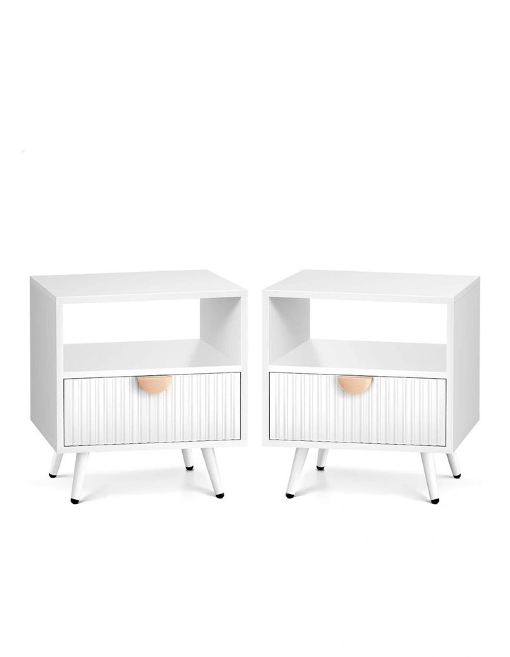 Bedside Table 1 Drawer 2x in White image 1