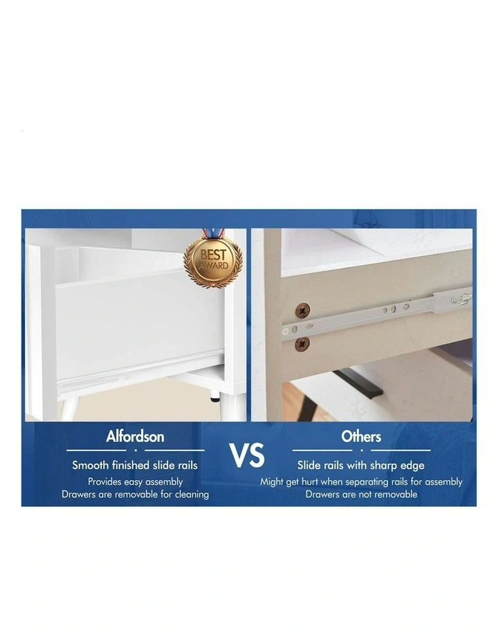 Bedside Table 1 Drawer 2x in White image 6