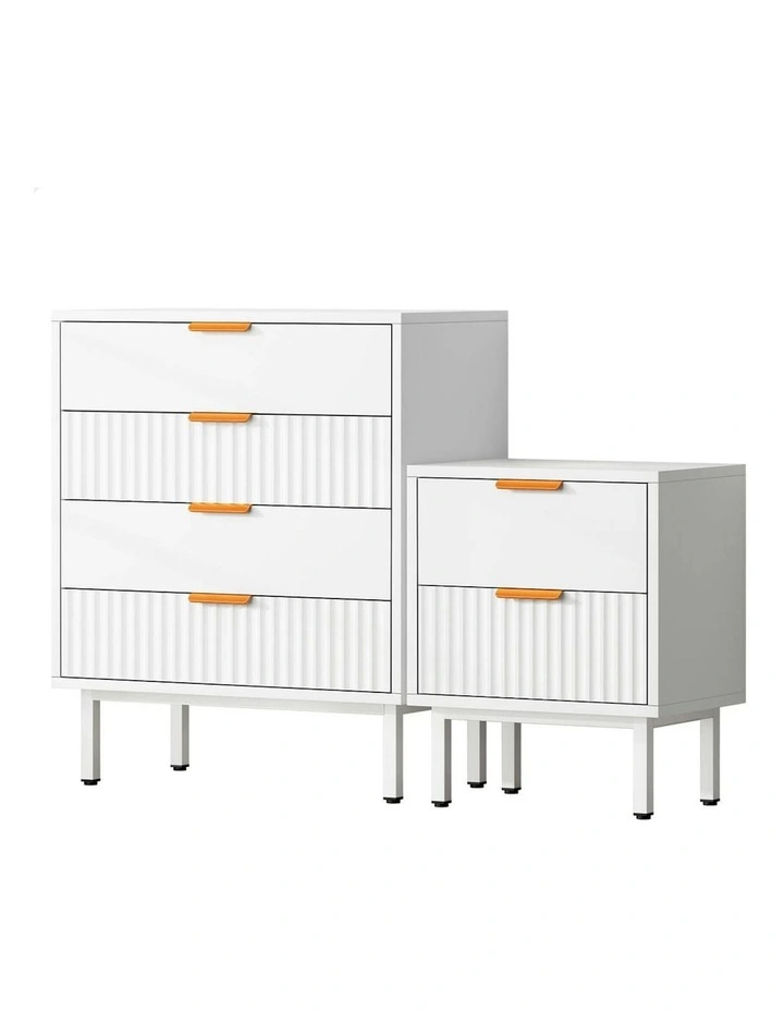 Bedside Table Storage Cabinet Set in White image 1