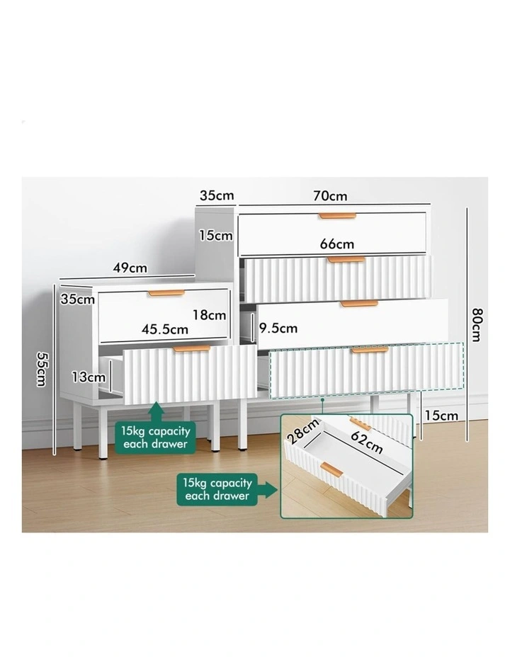 Bedside Table Storage Cabinet Set in White image 3