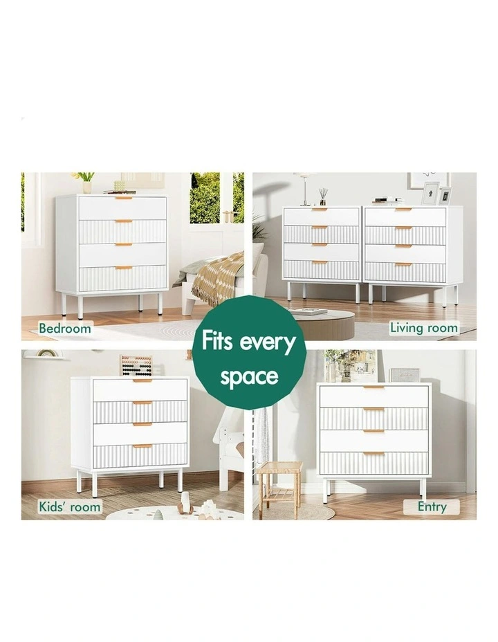 Bedside Table Storage Cabinet Set in White image 4