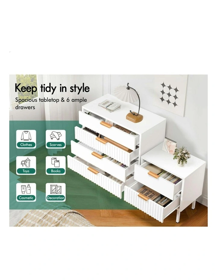 Bedside Table Storage Cabinet Set in White image 5